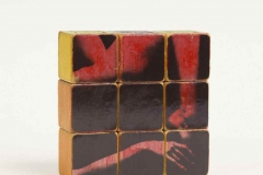 " Do Not Touch Without Consent," 2018. Ortho Litho Film on vintage wooden children blocks
