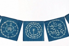 "Wholeness to us all 5," 2019. Cyanotype photograms on cotton fabric