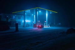 Petrol station at night