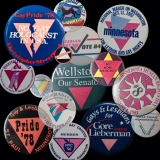 Pink Triangle Buttons, 2023. © Laura Migliorino. Pink Triangle Buttons, 2023. © Laura Migliorino.