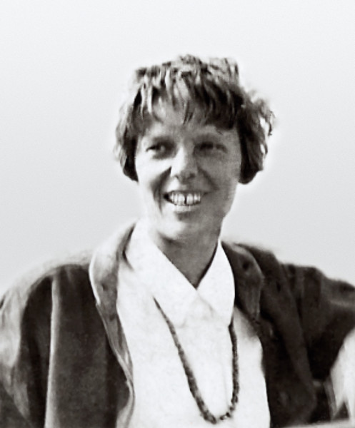 Amelia Earhart smiling showing teeth image restoration MIke Roberts