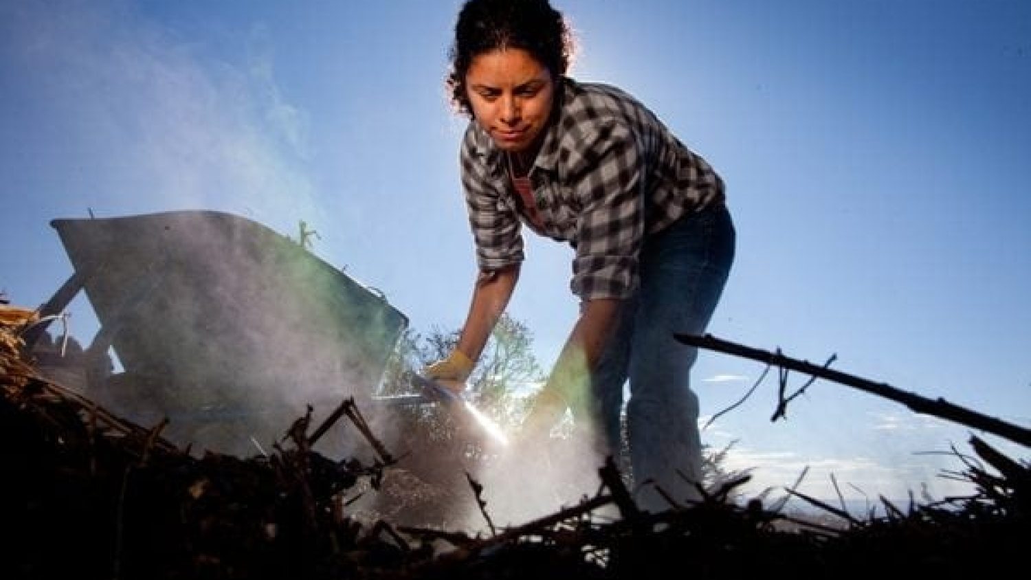 Angela Layba is a U.S. military veteran who is being trained in organic farming at Slide Ranch in Northern California. Her internship was funded by a partnership between the Farmer Veteran Coalition and the San Francisco Foundation. Photo © Susanna Frohman.